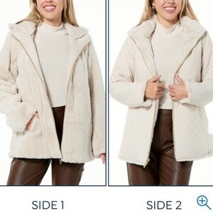 🆕 IMAN Global Chic Reversible Faux Fur/Quilted Jacket *NWT* $140 size: 1X HSN